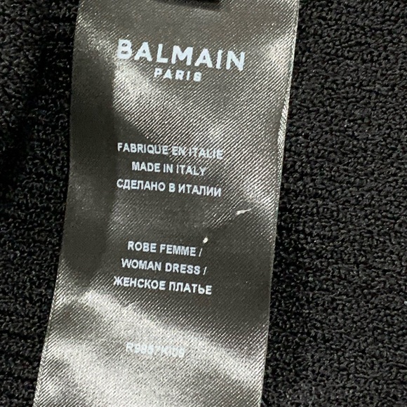 Balmain Plunging Long-Sleeve Rib Knit Mini Dress Size 44 - Picture 15 of 16